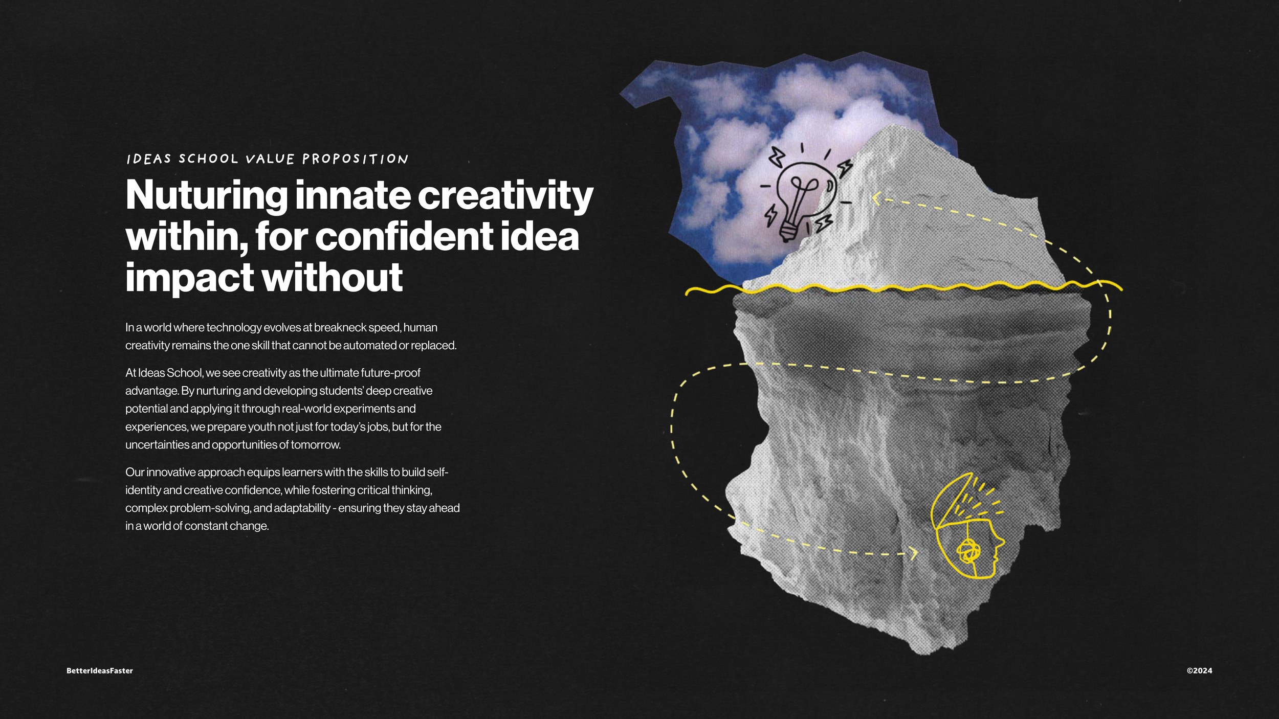 The value proposition. Nurturing innate creativity within, for confident idea impact without.